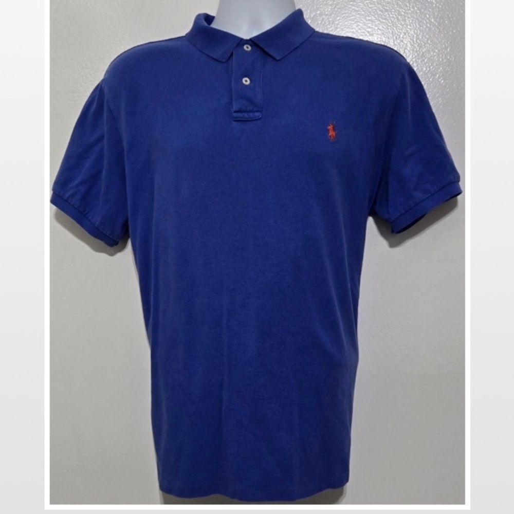 Polo Ralph Lauren Mens Shirt Short Sleeve Blue Preppy Custom Fit XL